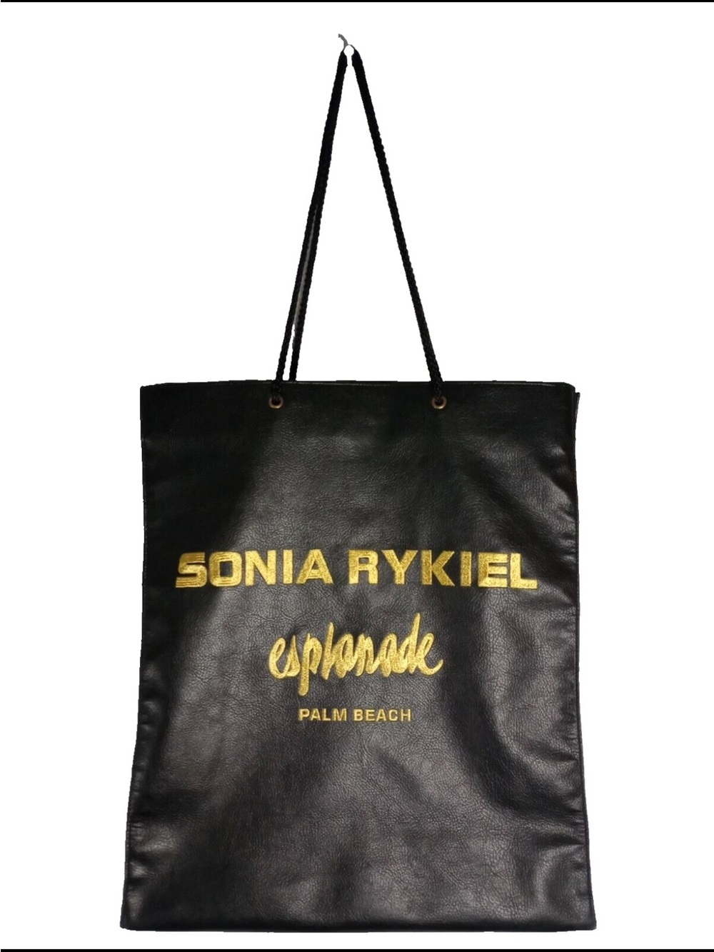 Sonia Rykiel Black Leather Tote with Gold Logo Script